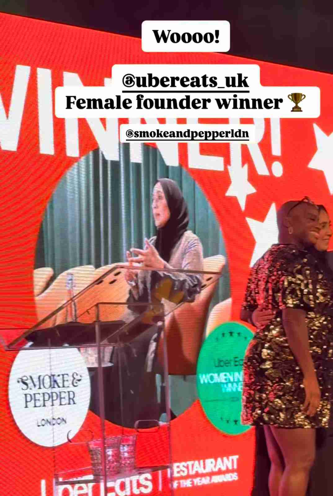 Honoured to Win the Uber Trailblazer Award for Women in Food!