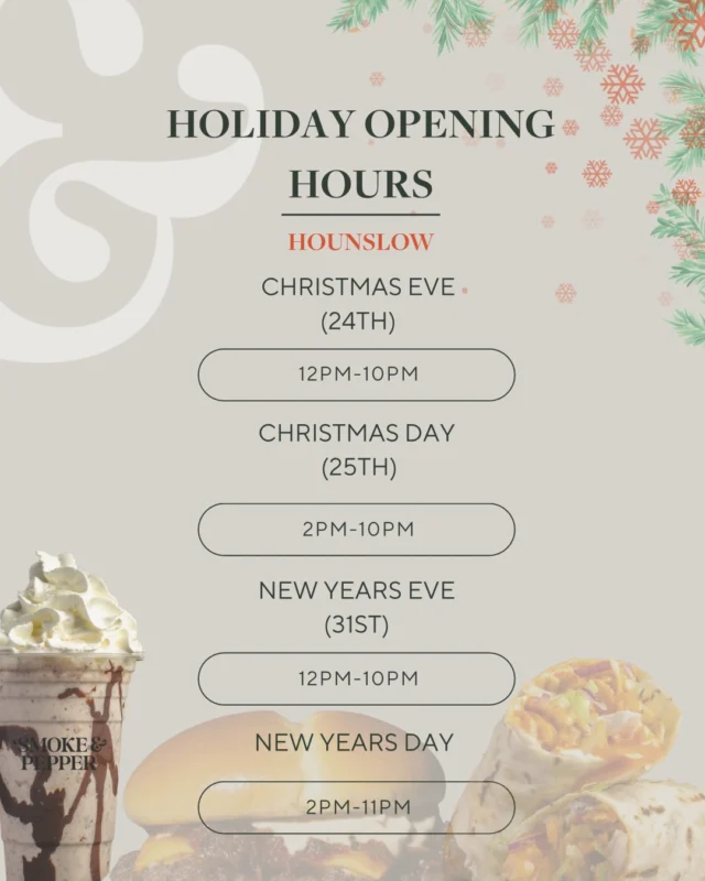 Please note our updated holiday store hours. Any stores not listed will be open as usual. We can’t wait to serve you and wish you a happy holiday! ✨ #smokeandpepper